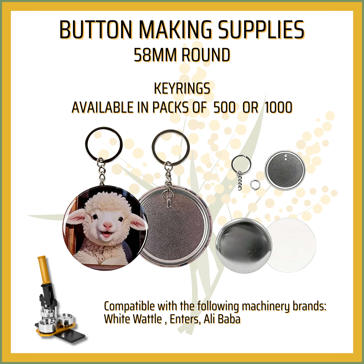 58mm Round Keyrings