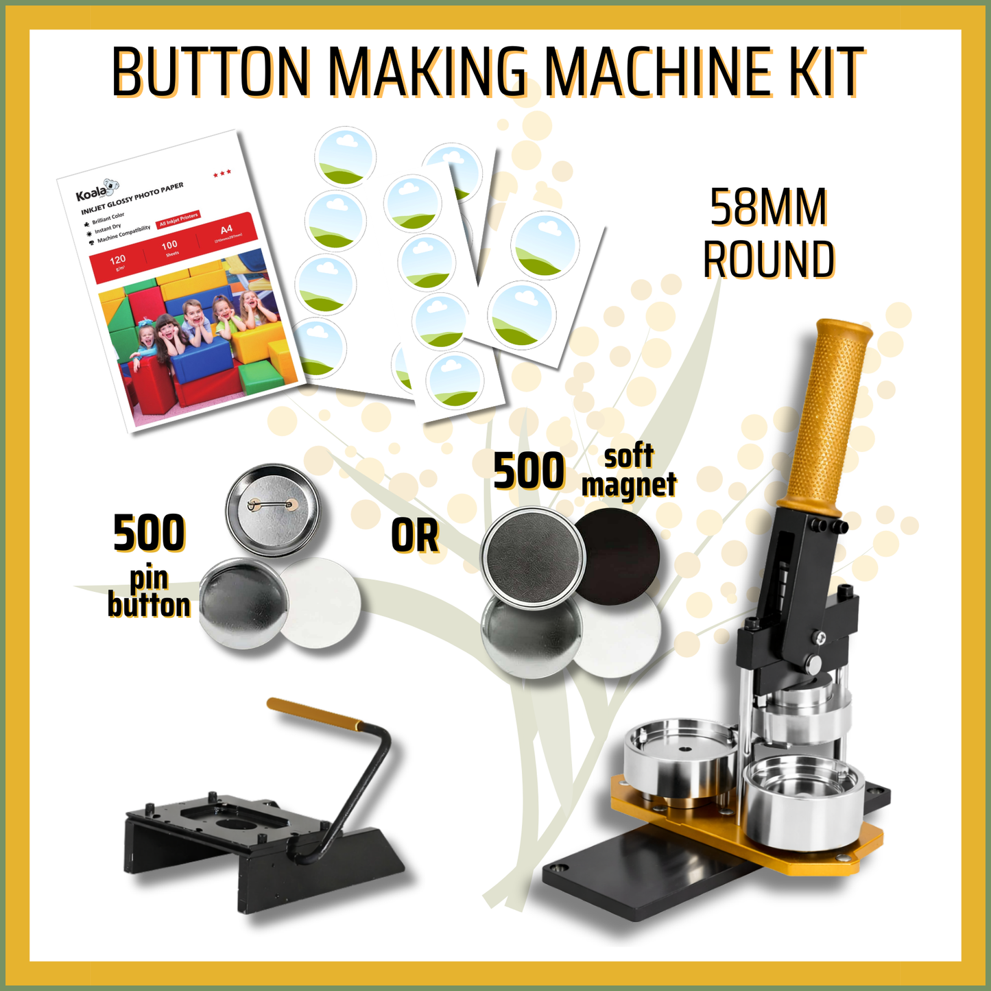 58mm Round Button Making Machine Bundle