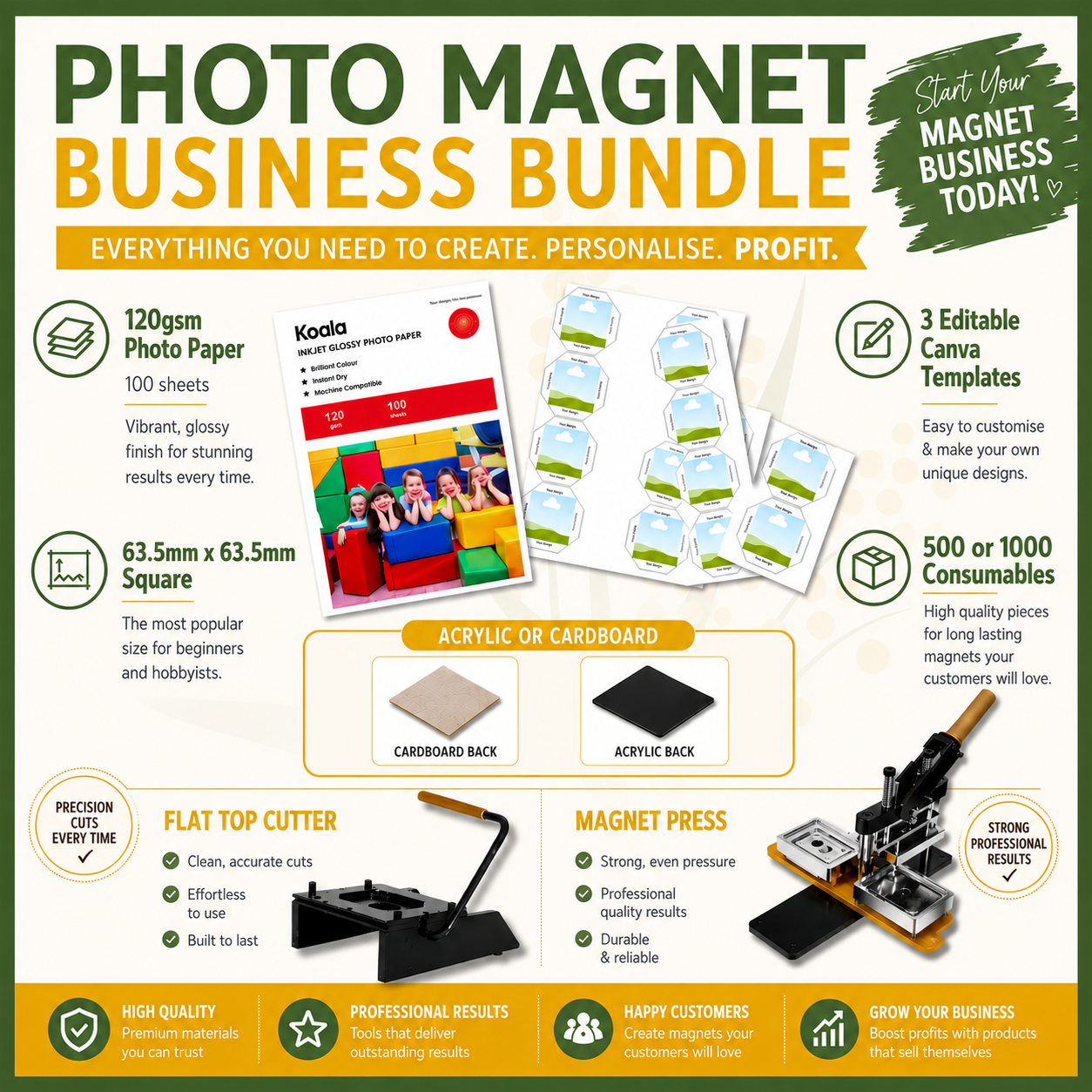 63.5mm SQUARE Photo Magnet Business Bundle