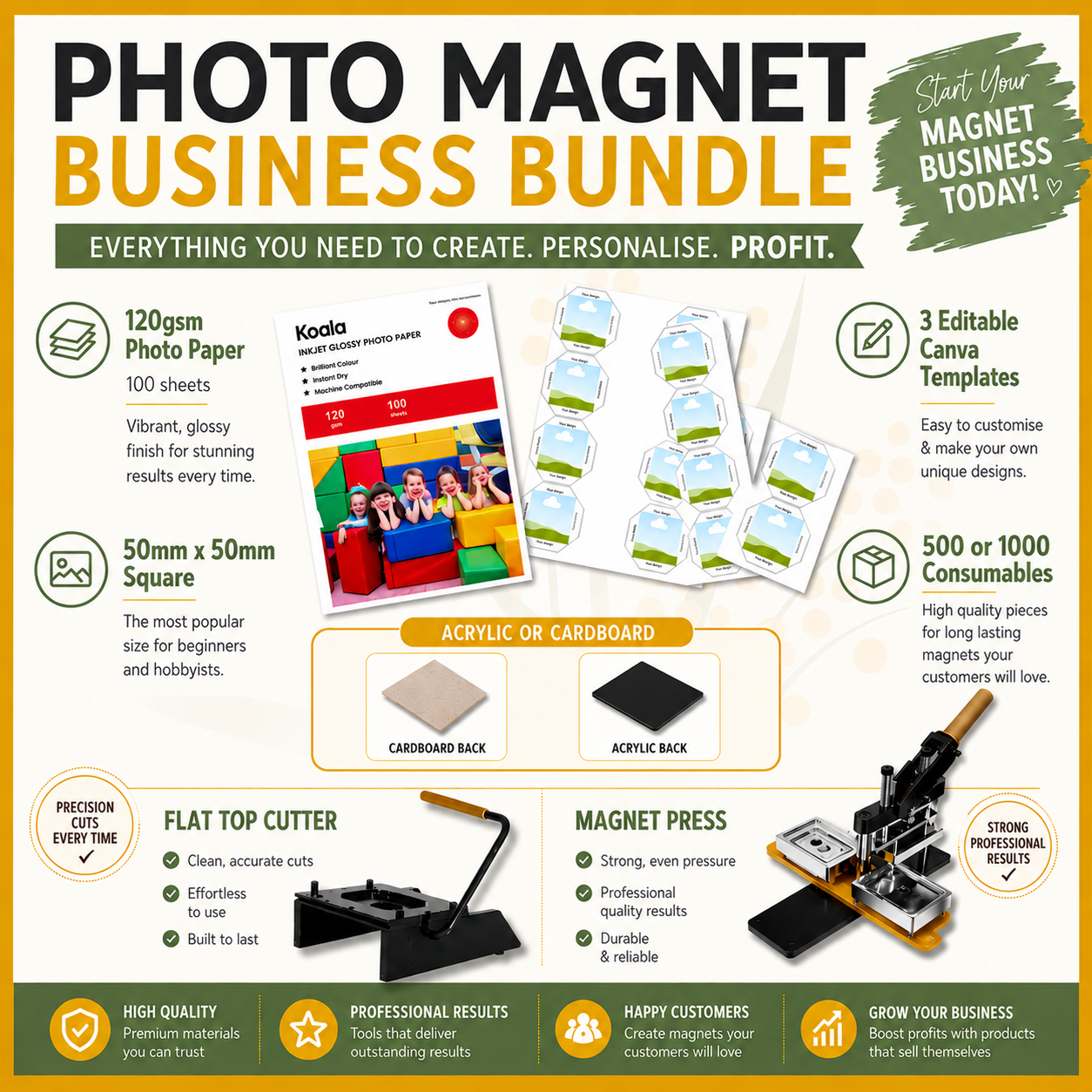 50mm SQUARE Photo Magnet Business Bundle