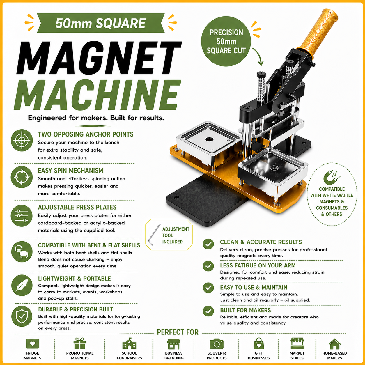 50mm SQUARE Magnet Machine