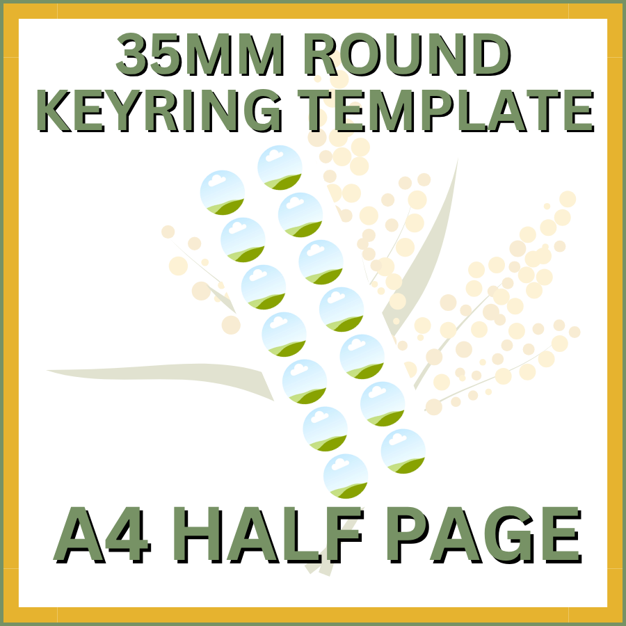 35mm Acrylic Keyring Canva Template A4 Half
