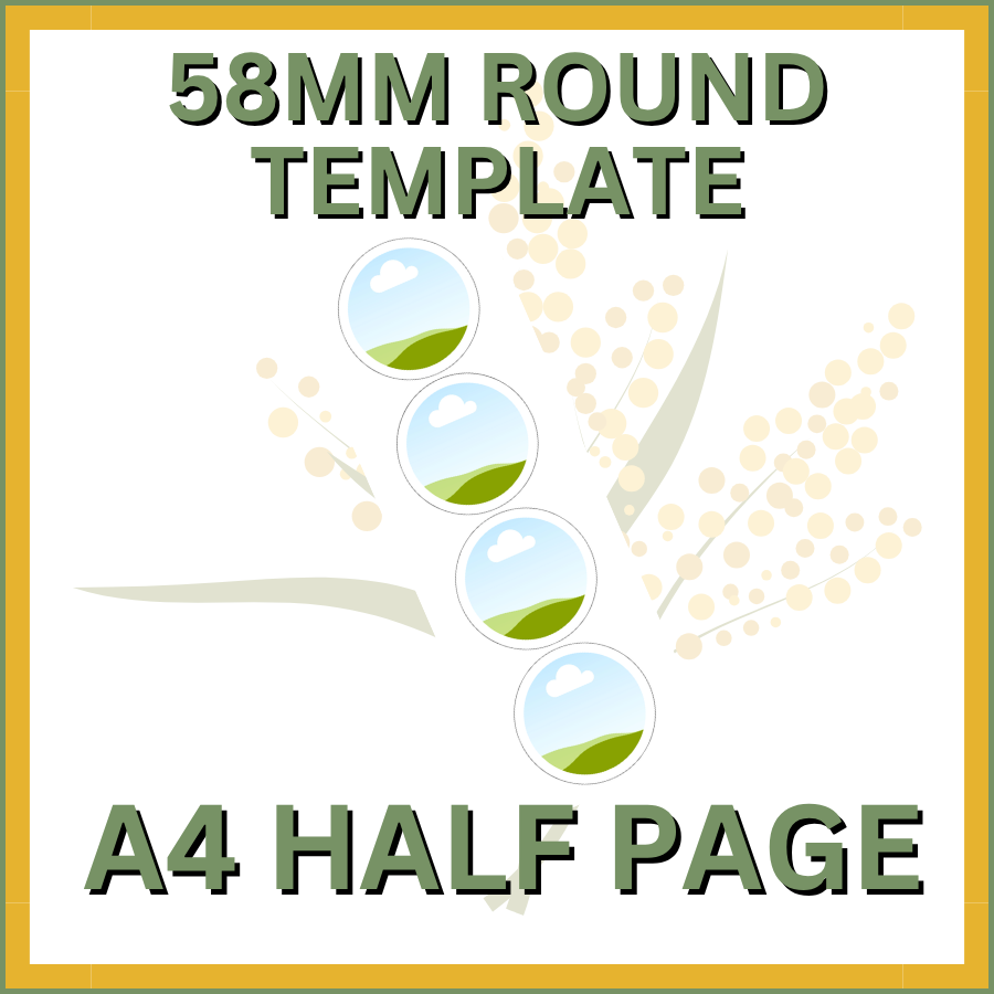 58mm Round Canva Template A4 Half
