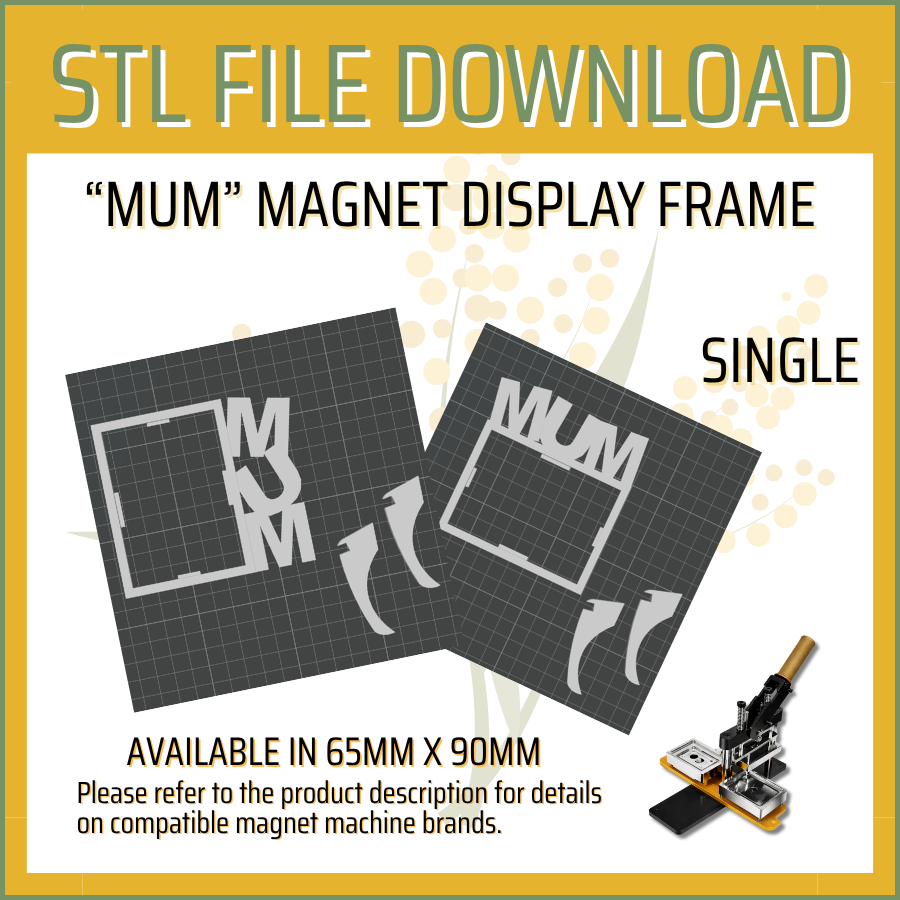 Mum - Single - Magnet Display Frame STL File