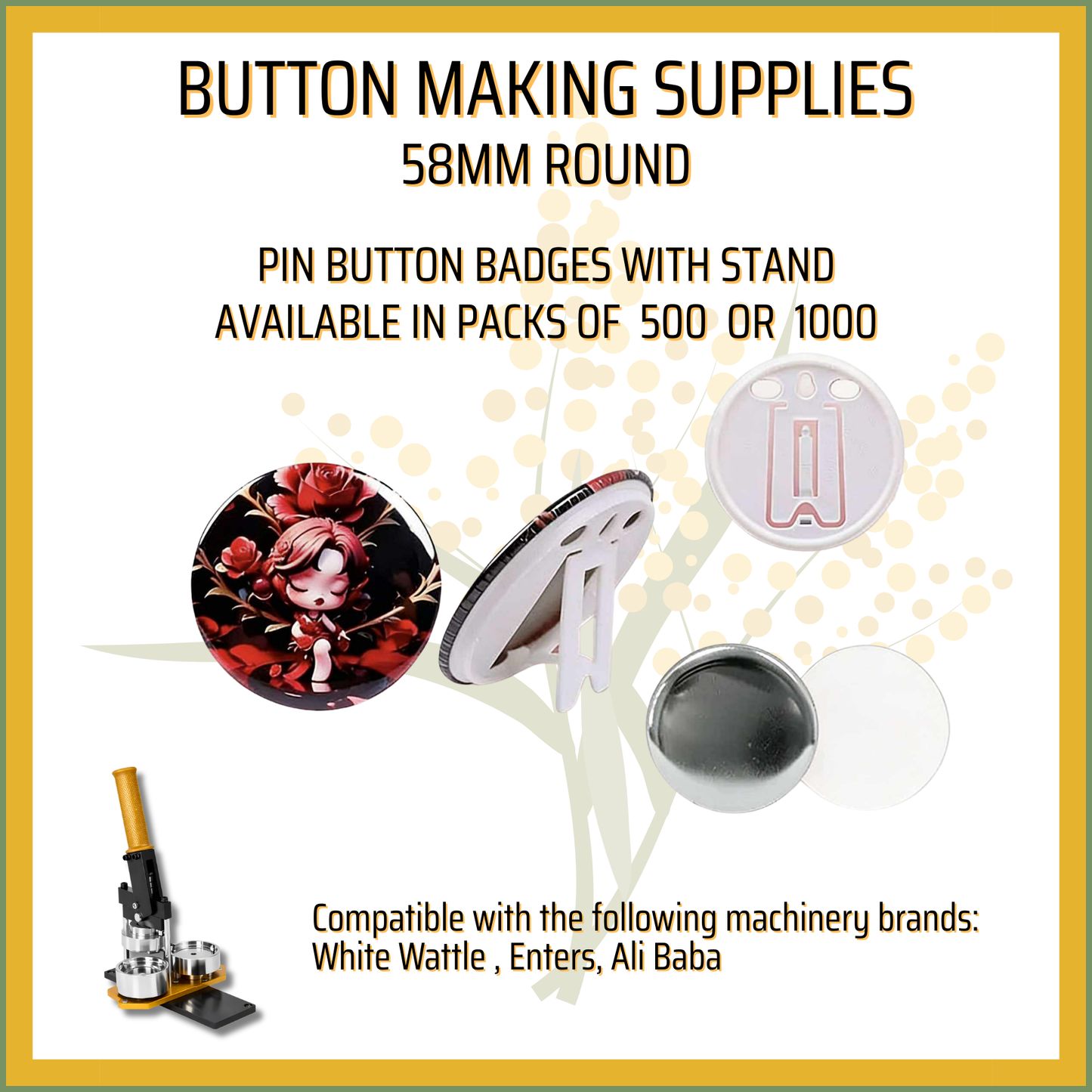 58mm Round Pin Button Badges with Stand