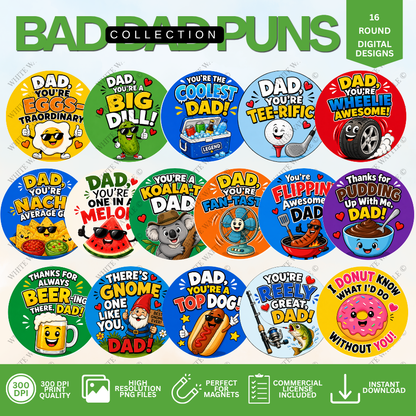 Bad Dad Puns Digital Design Bundle