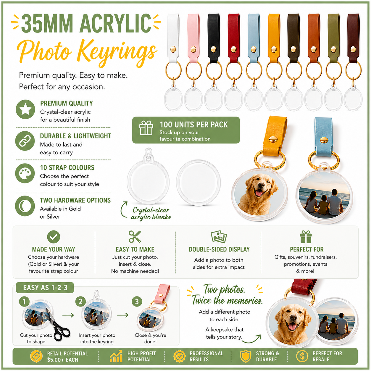35mm Round Acrylic Photo Keyrings