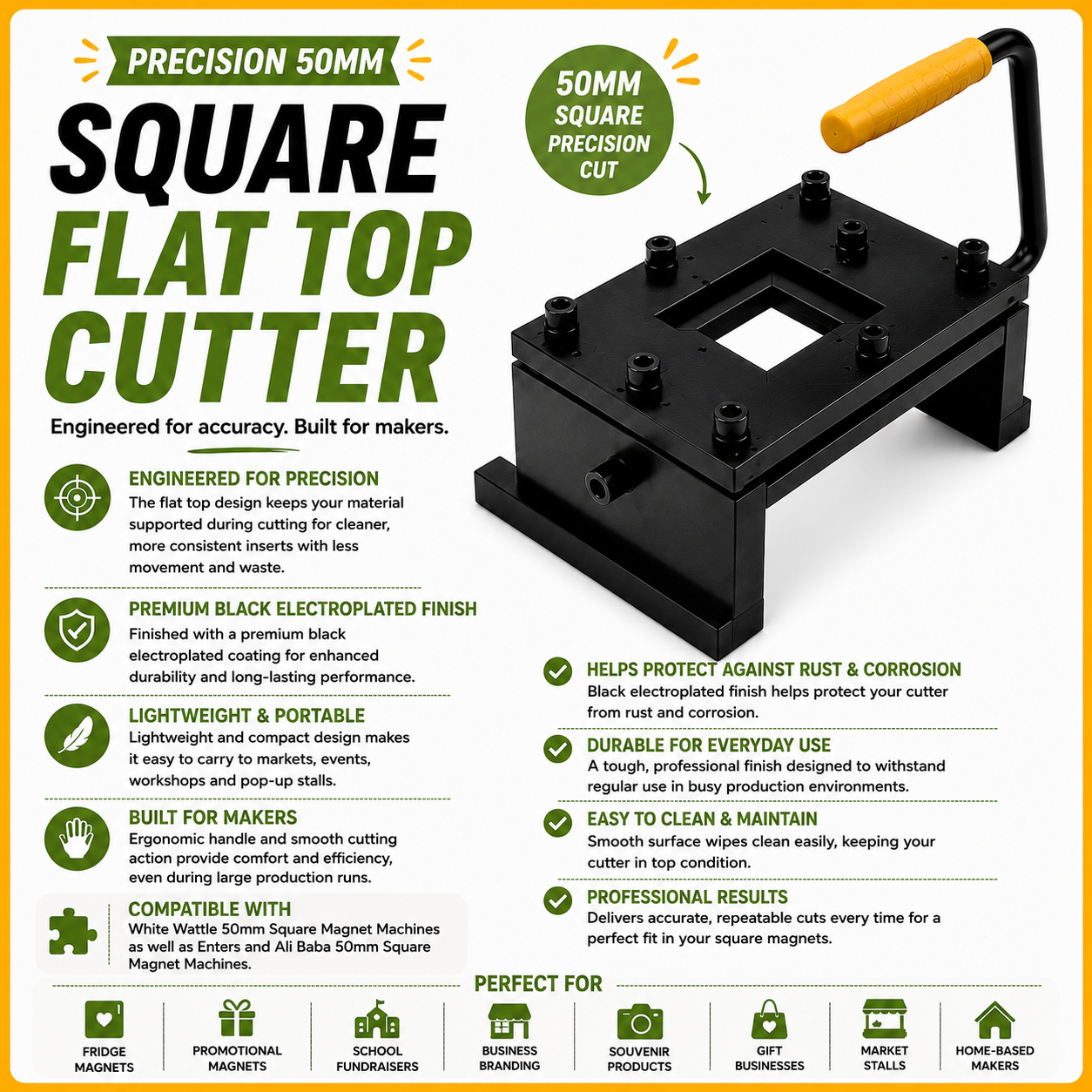 Precision 50mm Square Flat Top Cutter