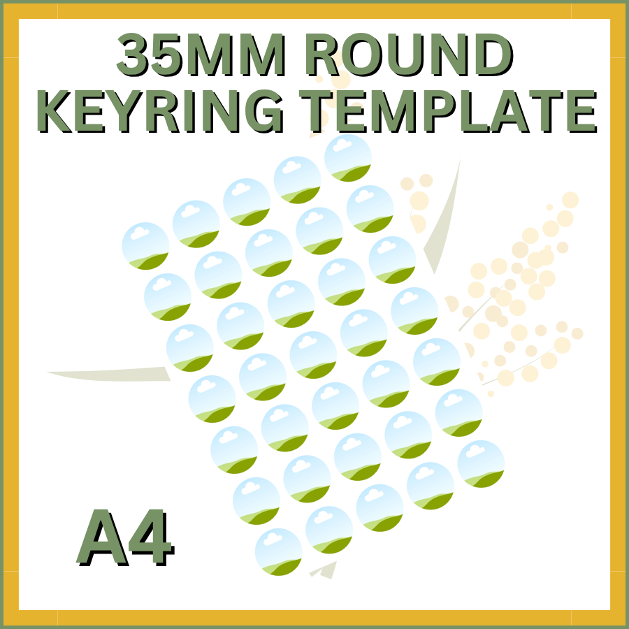35mm Acrylic Keyring Canva Template A4