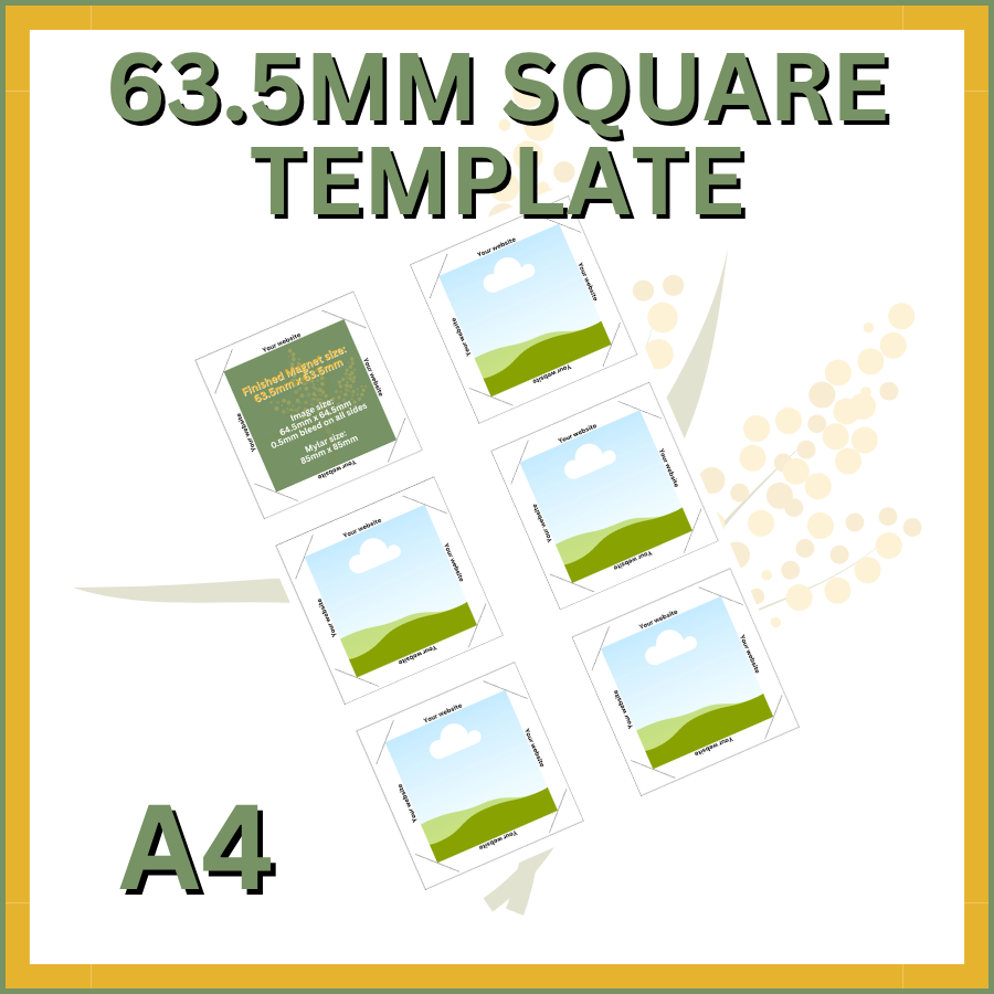 63.5mm Square Canva Template A4