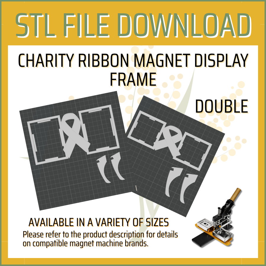 Charity Ribbon - Double - Magnet Display Frame STL File