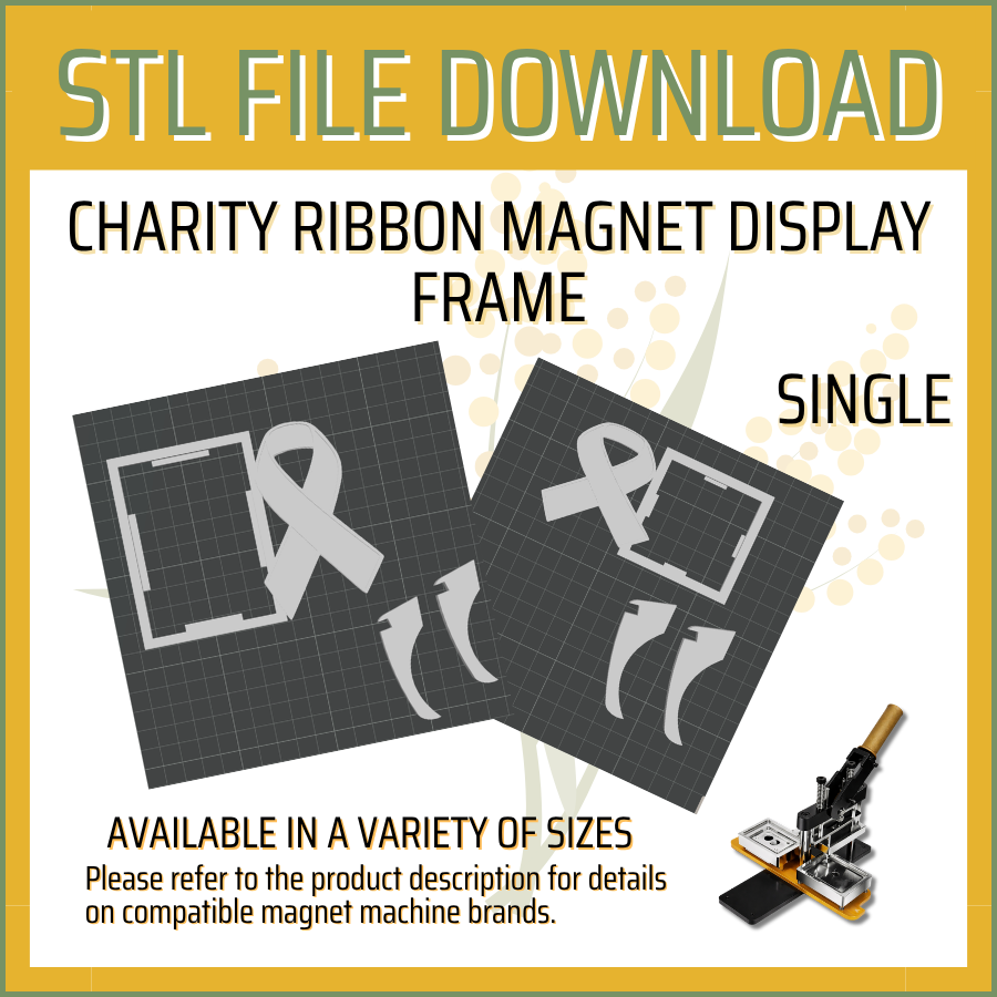 Charity Ribbon - Single- Magnet Display Frame STL File