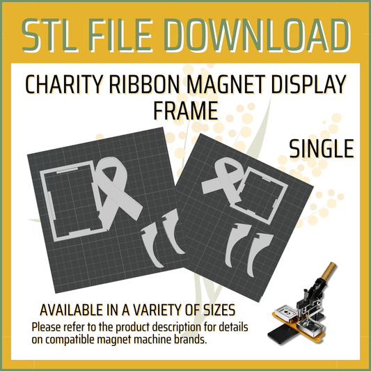 Charity Ribbon - Single- Magnet Display Frame STL File