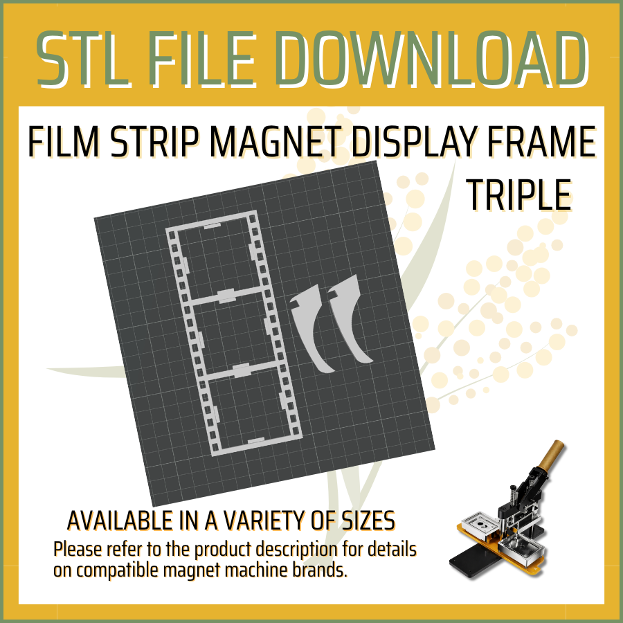 Film Strip - Triple - Magnet Display Frame STL File