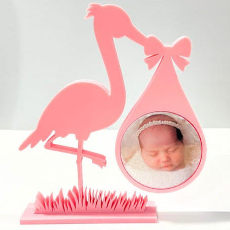 Stork Round Photo Magnet Frame